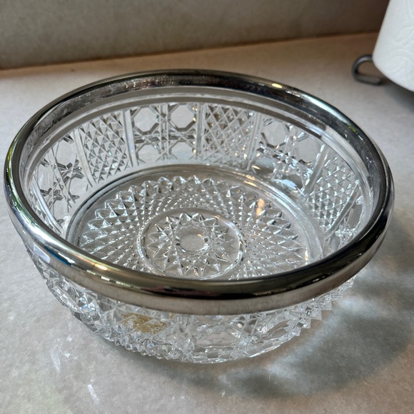 Other - Vintage Crystal bowl with silver rim.